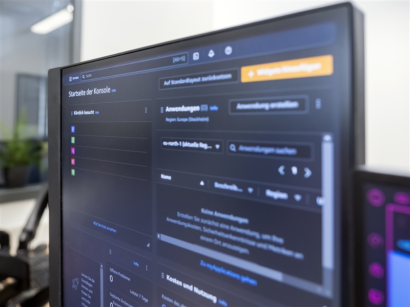 Dashboard eines Cloud-Computing-Anbieters